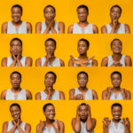 Collage of images of a young Black woman expressing different emotions