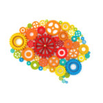 Colourful brain made of gears