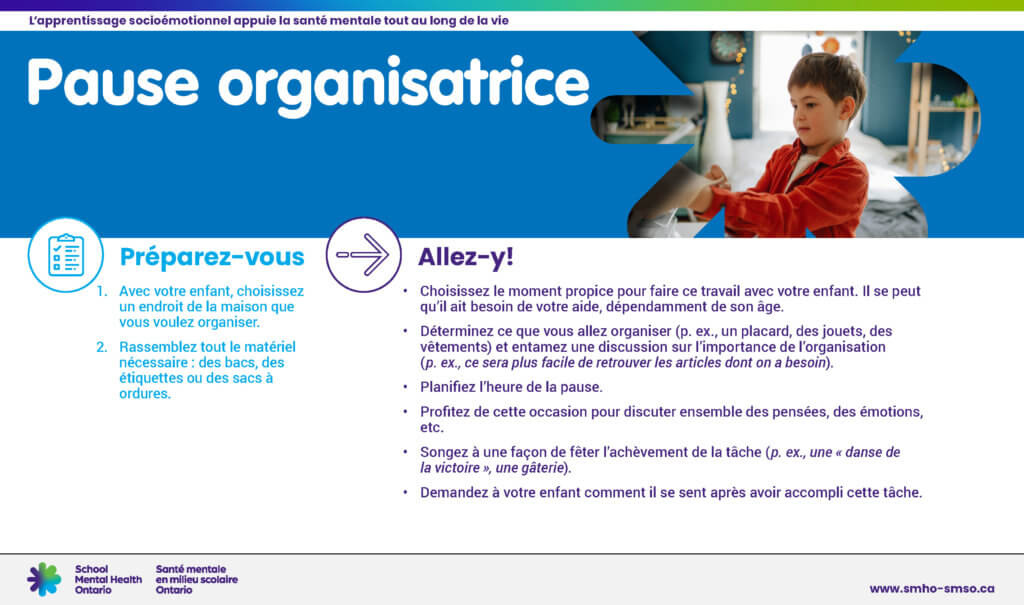 Instructions pour "Pause organisatrice"