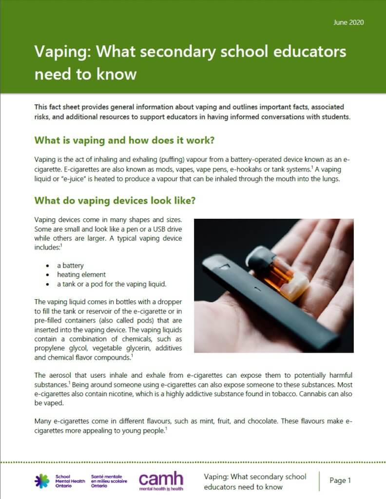 Vaping: What secondary school educators need to know