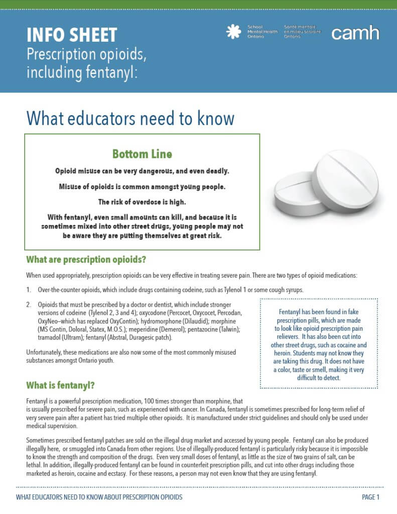 Info sheet: Prescription opioids, including fentanyl: What educators need to know
