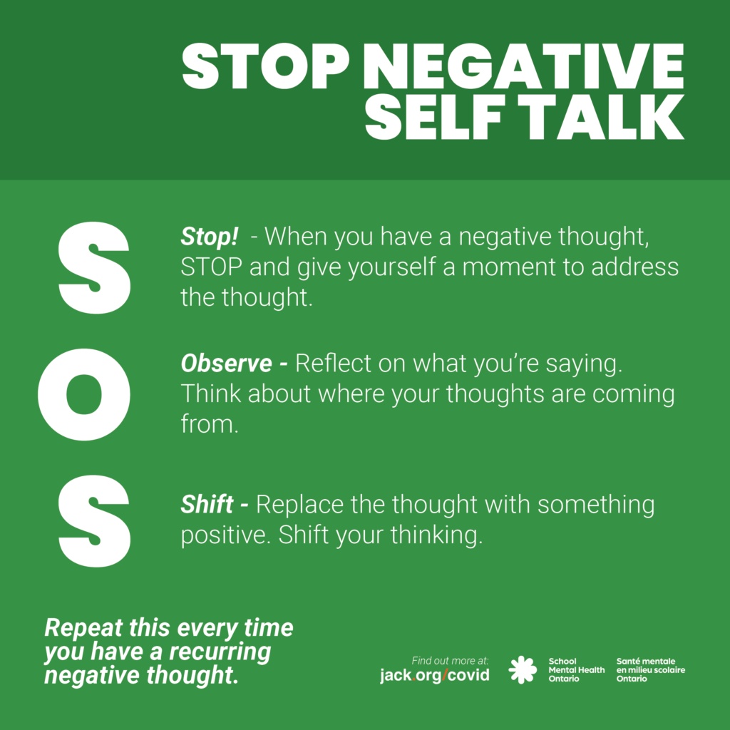 Stop negative self talk, see description below.