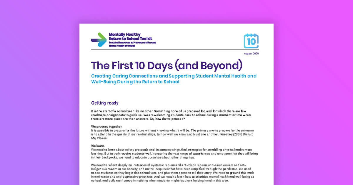 The First 10 Days (and Beyond) - School Mental Health Ontario