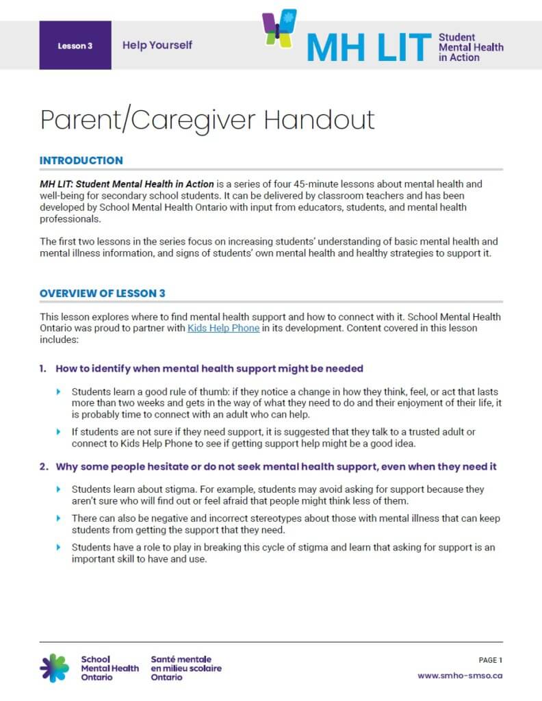 Parent/Caregiver Handout - Lesson 3
