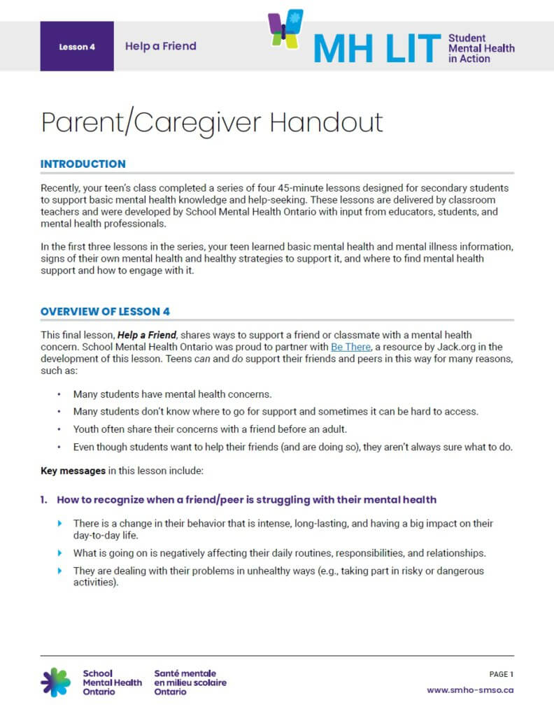 Parent/Caregiver Handout - Lesson 4