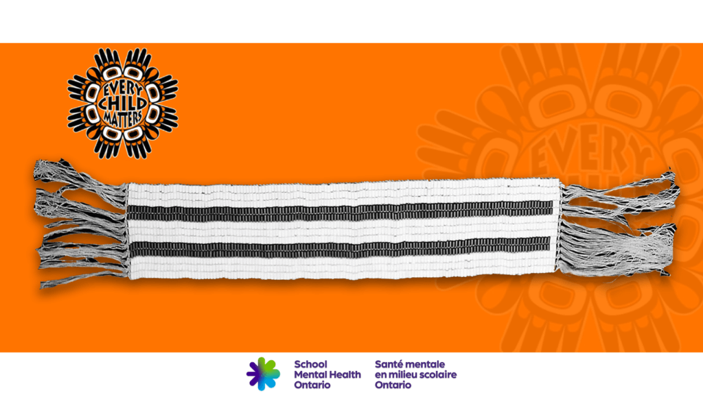 Image of Two Row Wampum and Every Child Matters logo in support of the National Day for Truth and reconciliation