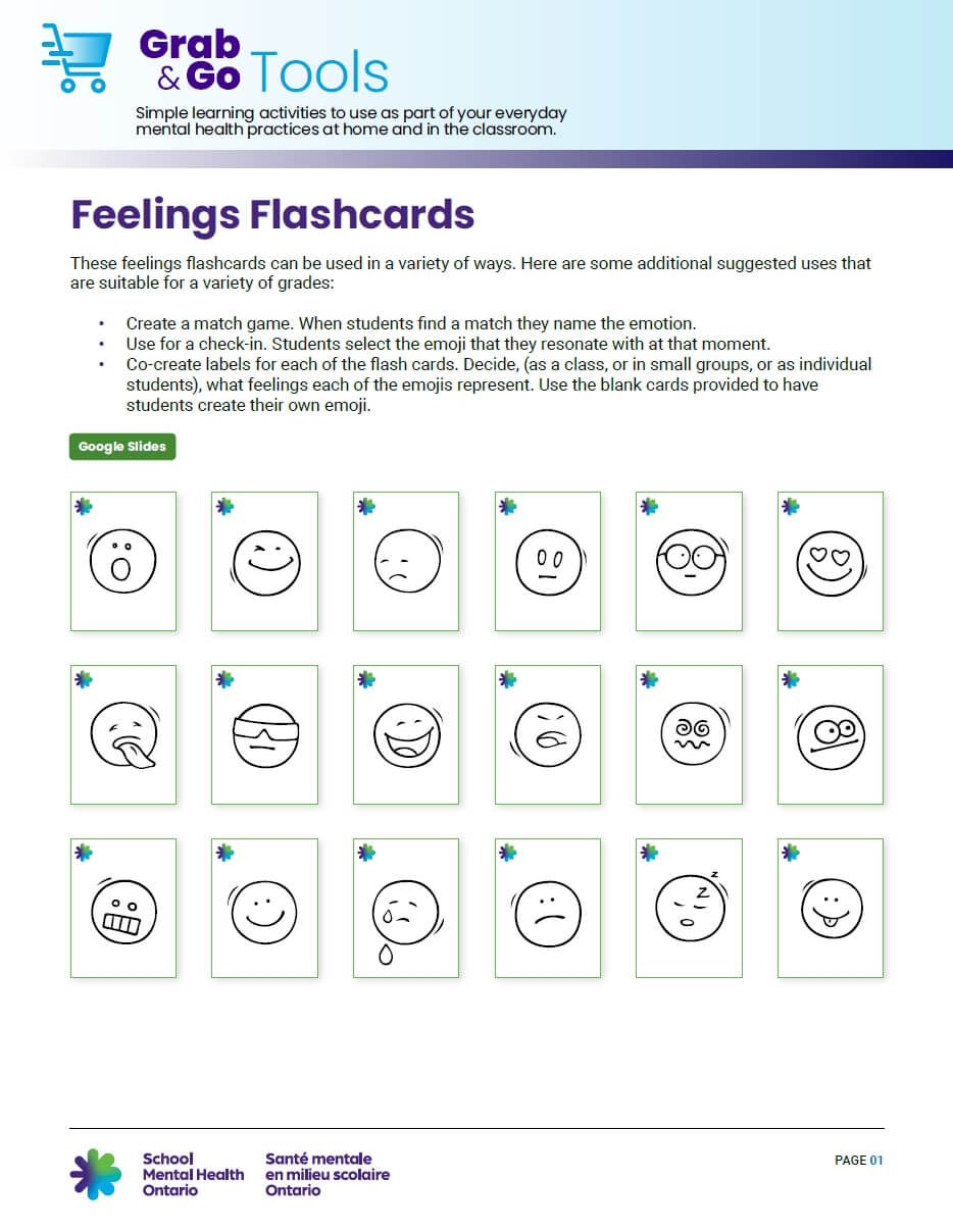 Feelings flashcards - read full description on left