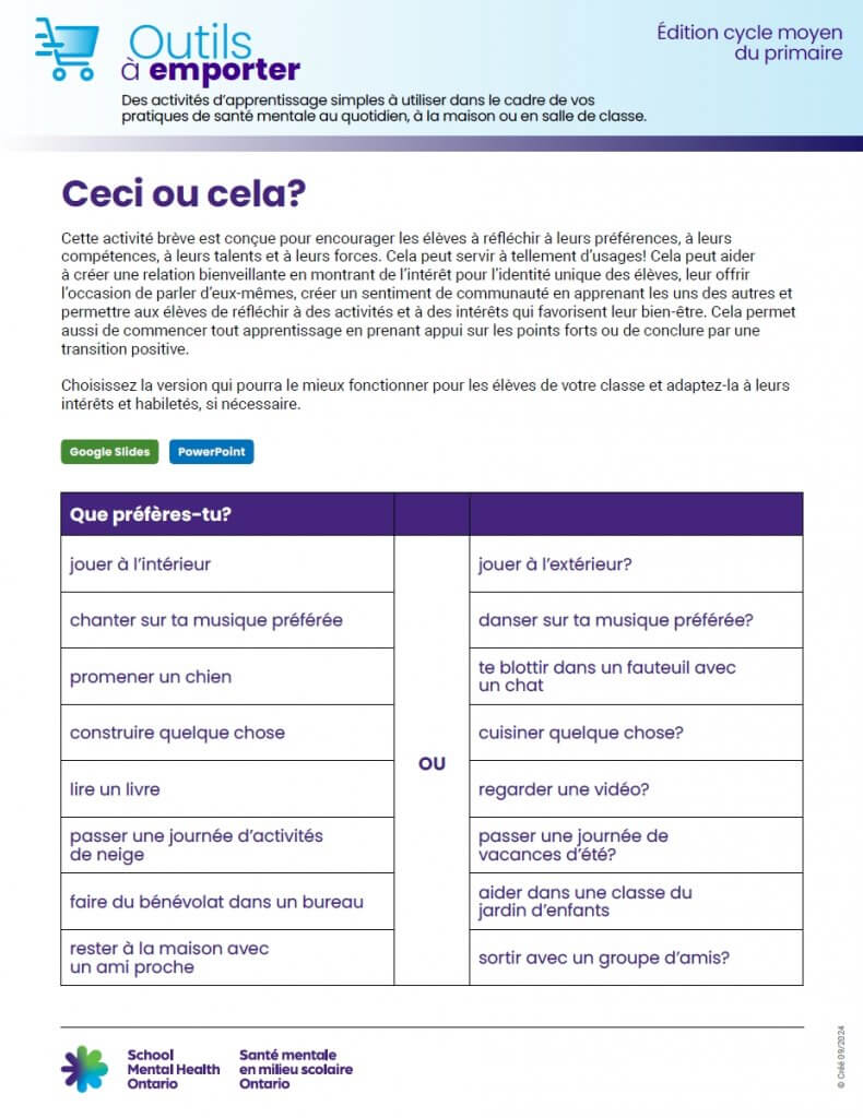 Ceci ou Cela? – Version pour les éleves du cycle moyen