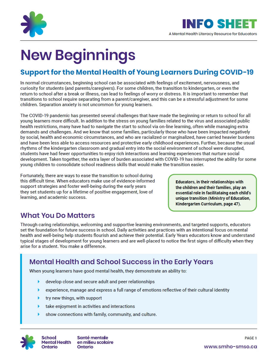 Info Sheet: New Beginnings