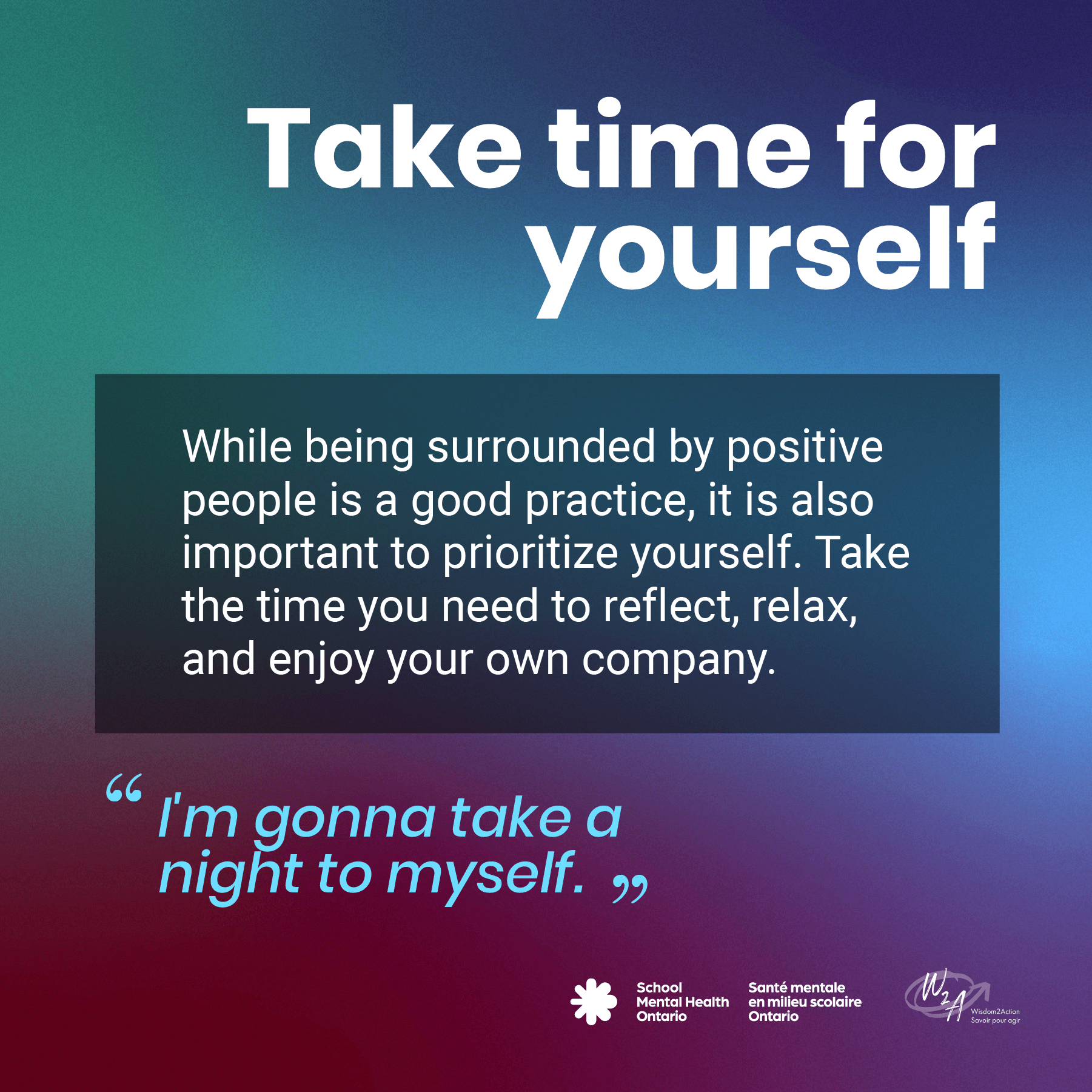 Take time for yourself - see full description of image below.