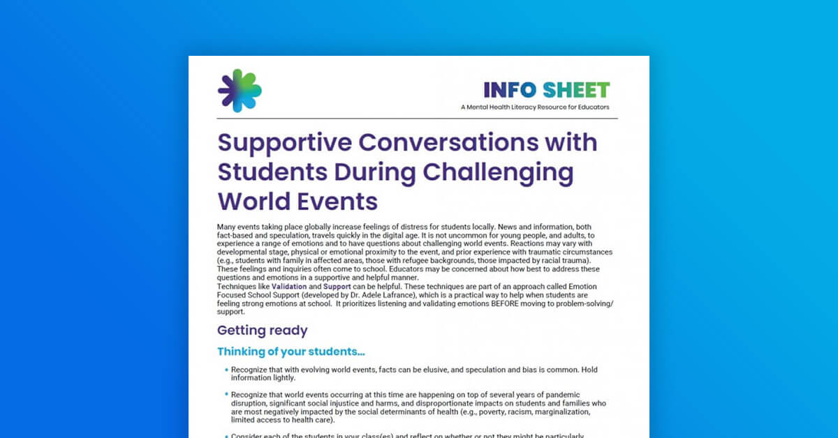 Info Sheet: Supportive Conversations with Students During Challenging World Events