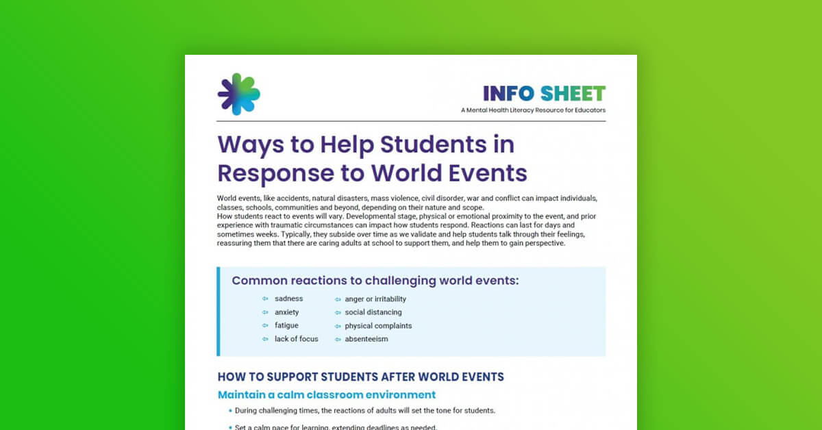 Info Sheet: Ways to Help Students in Response to World Events