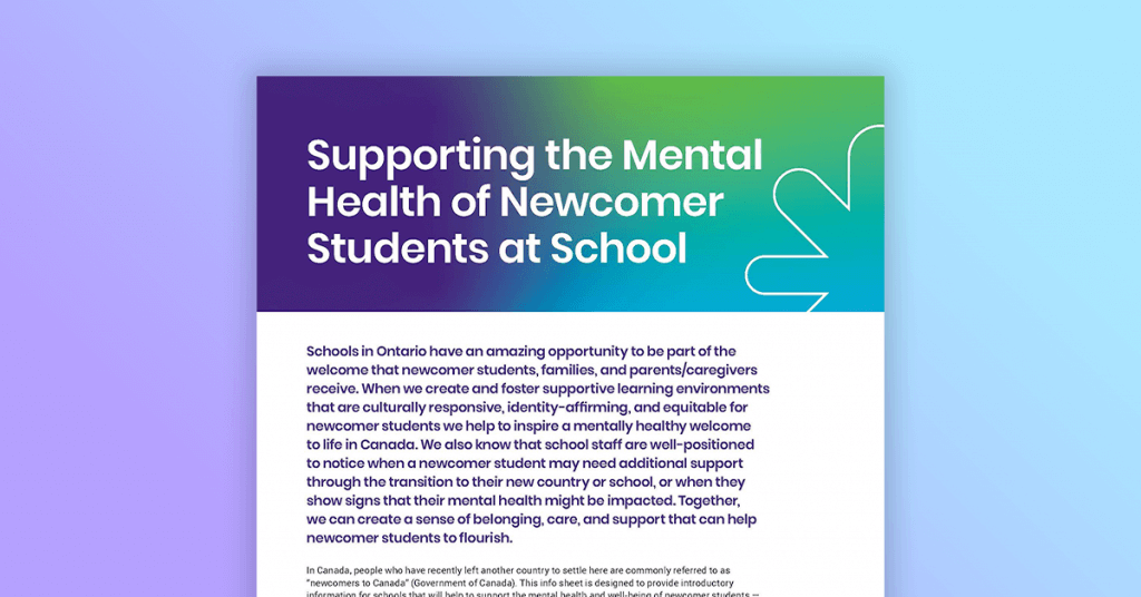 Supporting the Mental Health of Newcomer Students at School