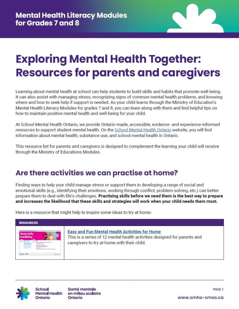 Resources for Parents/ Caregivers