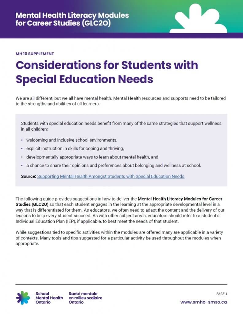 Considerations for Students with Special Education Needs