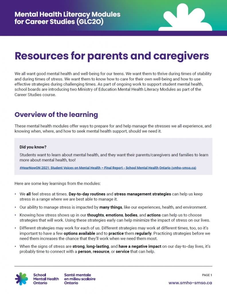Resource for Parents/ Caregivers