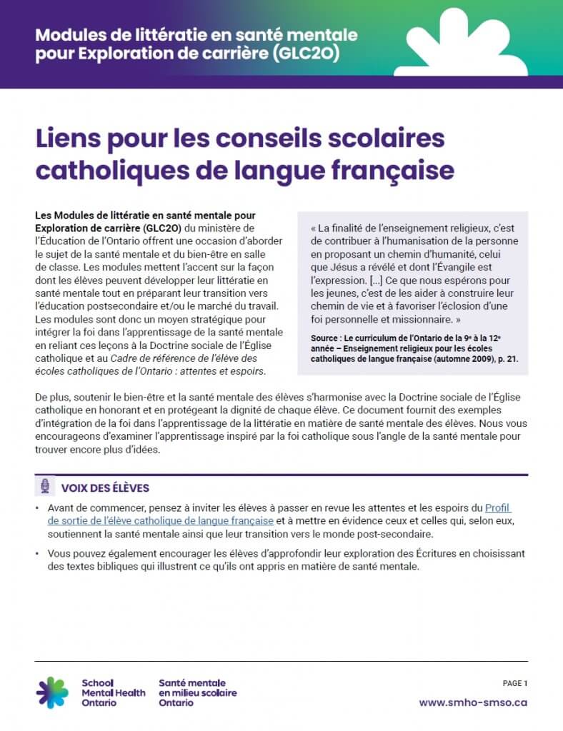 Liens pour les conseils scolaires catholiques de langue française