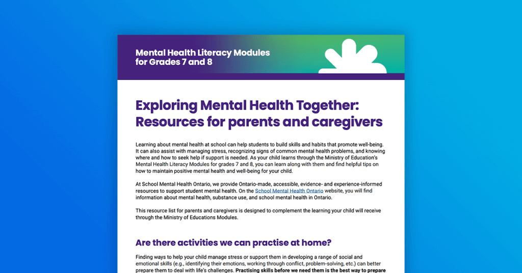 Exploring Mental Health Together: Resources for parents and caregivers