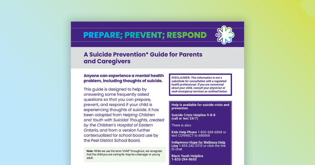 Suicide Prevention Guide for Parents and Families During COVID-19 and Return to School