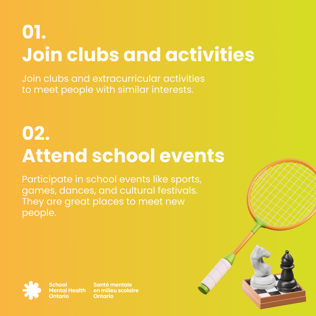 Join clubs and activities & attend school events - see full description below