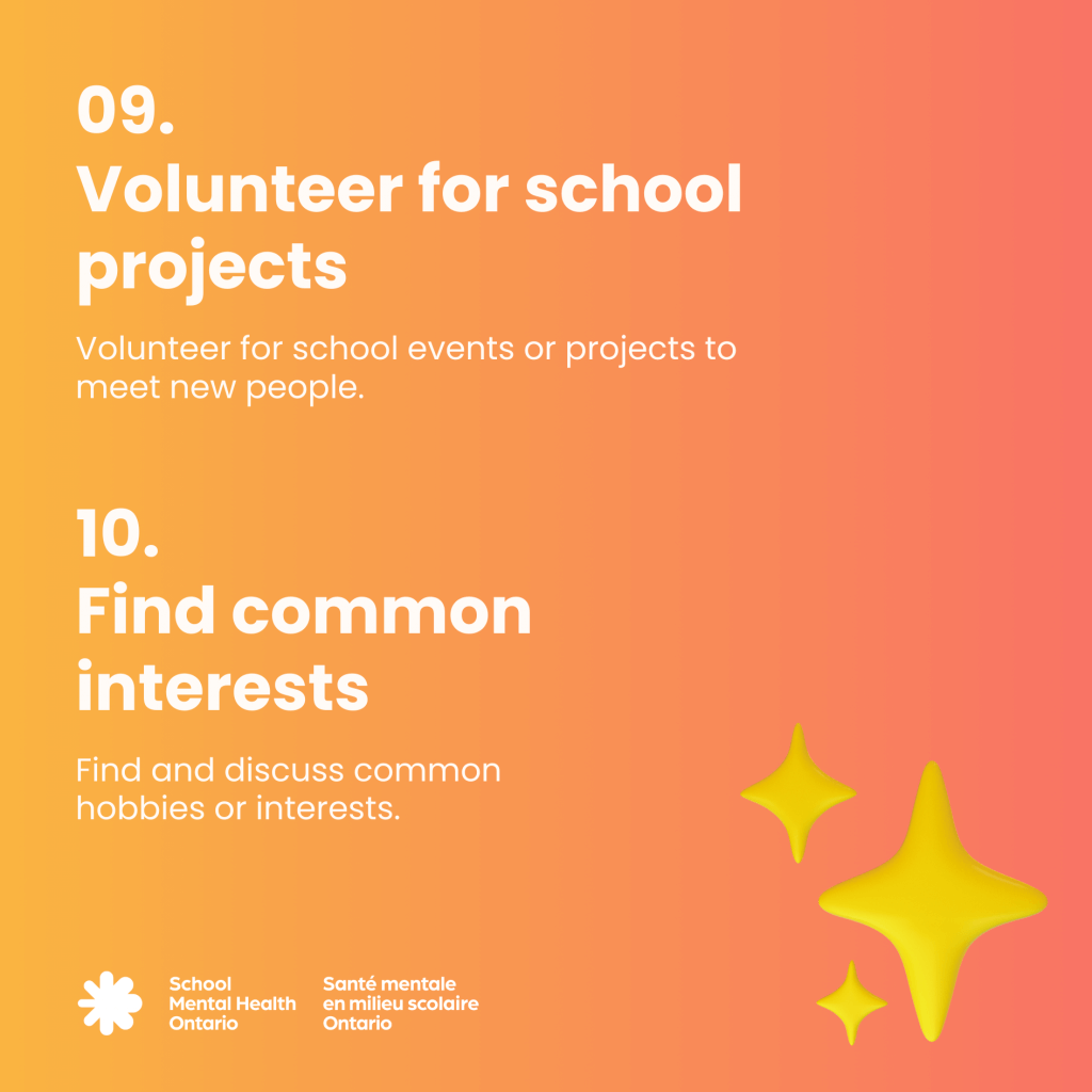 Volunteer for school projects and find common interests - see full description below