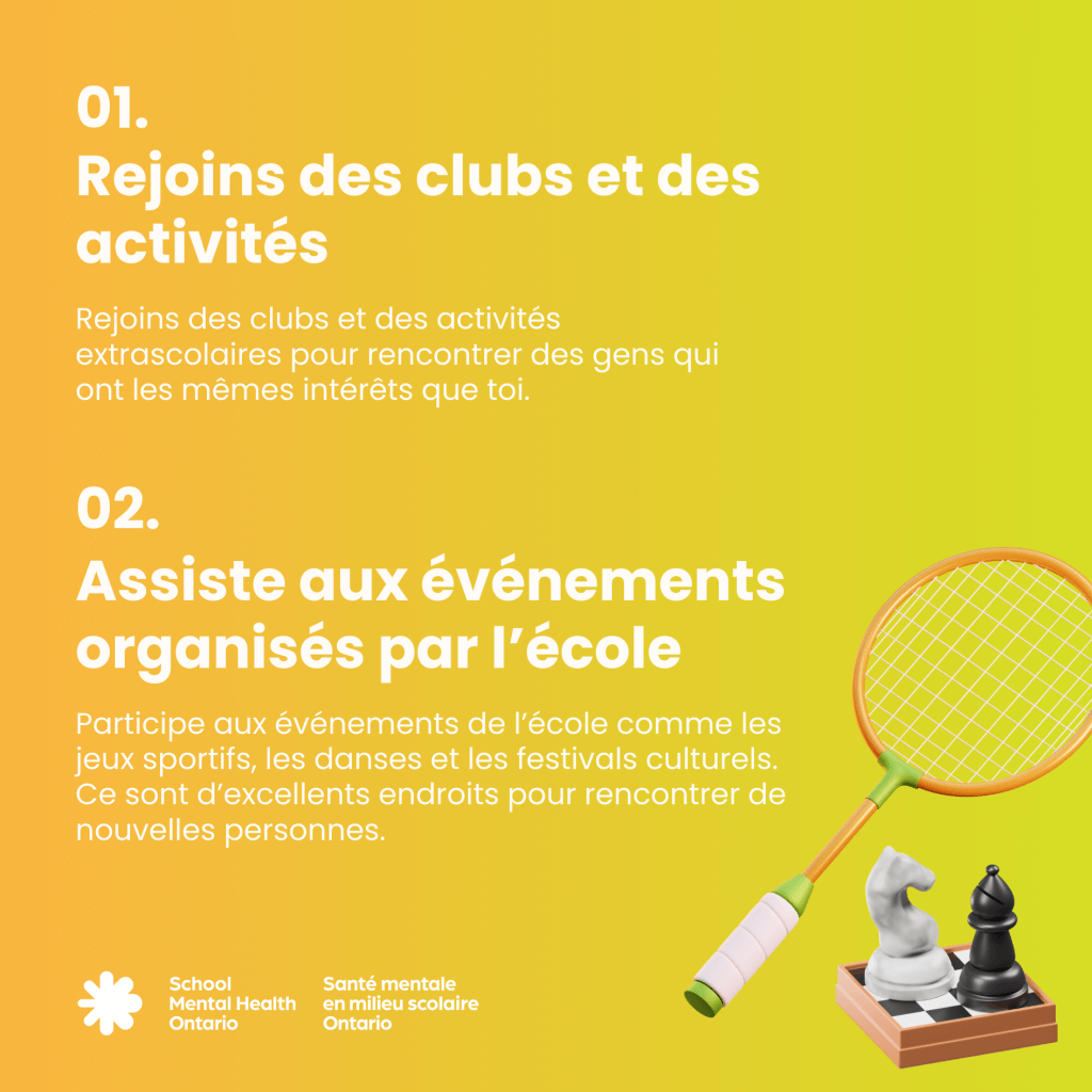 Rejoins des clubs et des activités, et assiste aux événements organisés par l'école - voir la description complète ci-dessous.