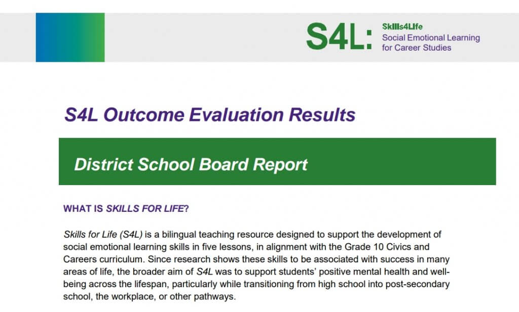 S4L Outcome Evaluation Results