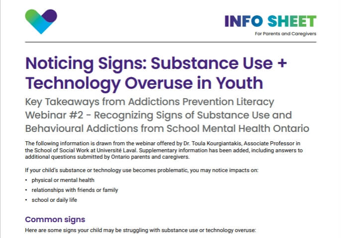 Noticing Signs: Substance Use + Technology Overuse in Youth