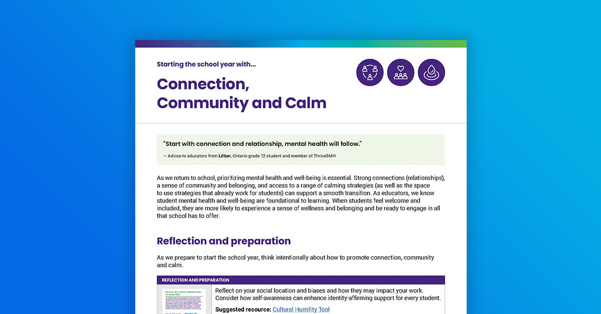 Starting the school year with Connection, Community and Calm