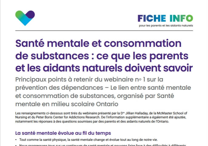 Santé mentale et consommation de substances : ce que les parents et les aidants naturels doivent savoir