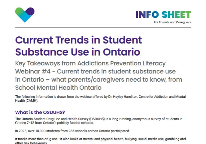 Current Trends in Student Substance Use in Ontario