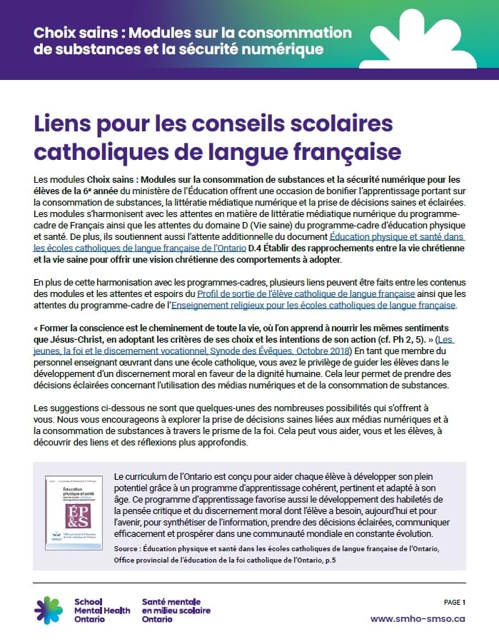Liens pour les conseils scolaires catholiques de langue française