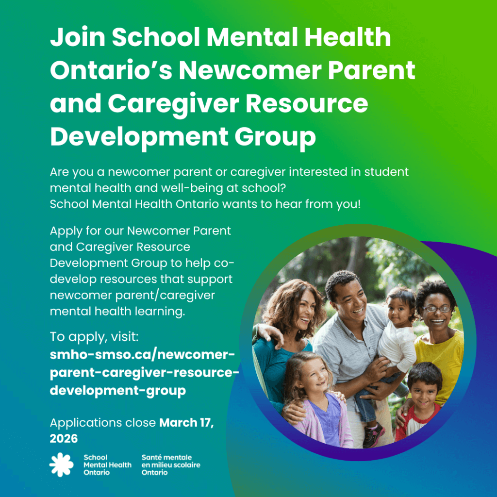 Newcomer Parent and Caregiver Resource Development Group poster social media graphic