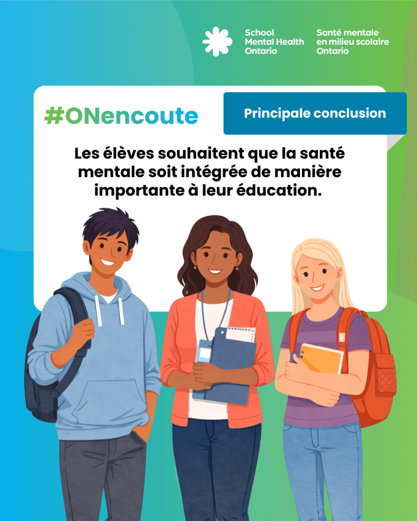 Les élèves souhaitent que la santé mentale soit intégrée de manière importante à leur éducation.