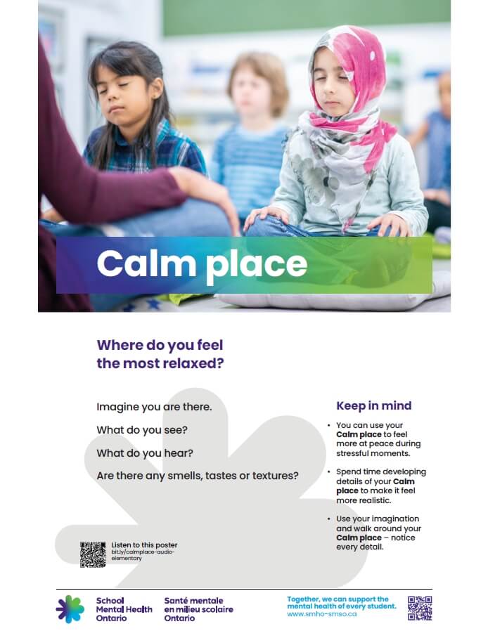 Kids in a classroom meditating 