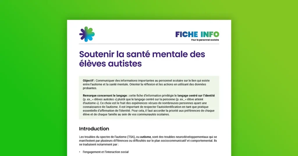 Soutenir la santé mentale des élèves autistes